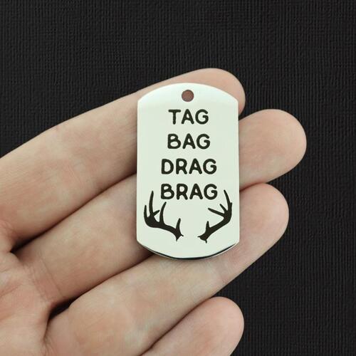 Hunting Stainless Steel Dog Tag Charms - Tag Bag Drag Bag - BFS024-7797
