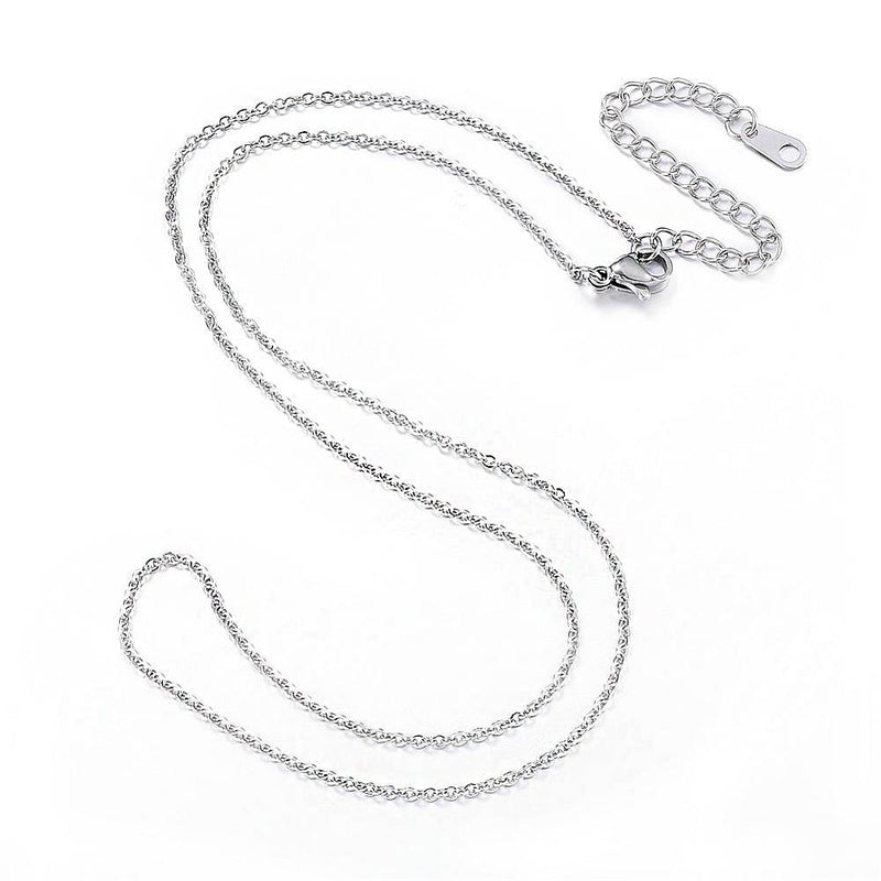 Stainless Steel Cable Chain Necklaces 18" Plus Extender - 2mm - 5 Necklaces - N411