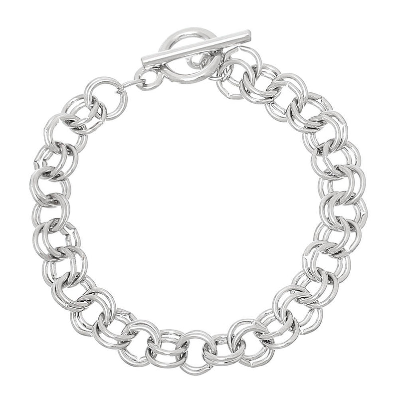 Bracelet chaîne câble argenté 7,75" - 8 mm - 1 bracelet - N159