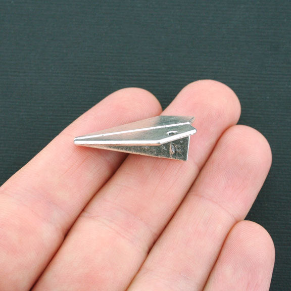 4 Paper Airplane Antique Silver Tone Charms 3D - SC4458