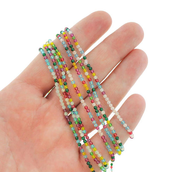 Faceted Natural Rainbow Quartz Beads 2mm - Assorted Colors - 1 Strand 200 Beads - BD1145