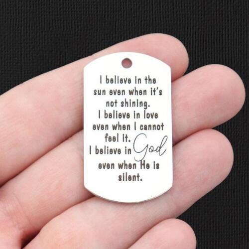 I believe in God Stainless Steel Dog Tag Charms - BFS024-7805