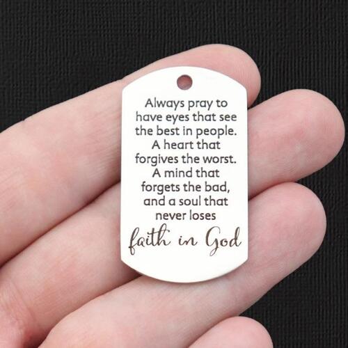 Faith in God Stainless Steel Dog Tag Charms - BFS024-7807