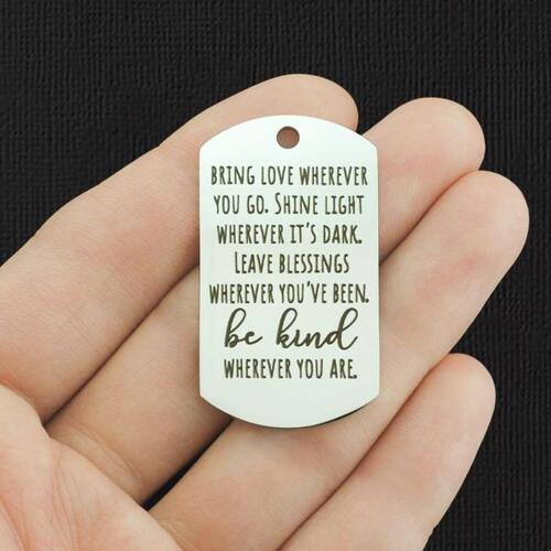 Be Kind Stainless Steel Dog Tag Charms - BFS024-7808