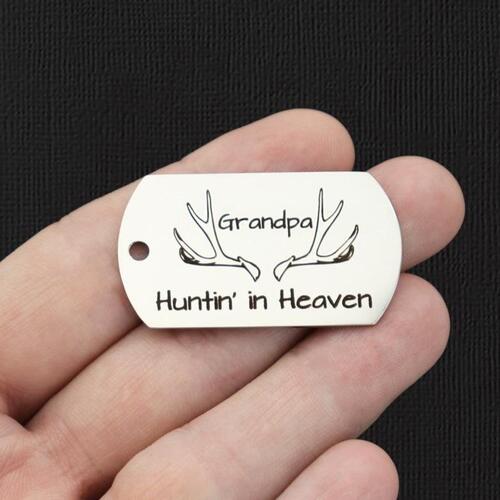 Grandpa Stainless Steel Dog Tag Charms - Huntin' in Heaven - BFS024-7809