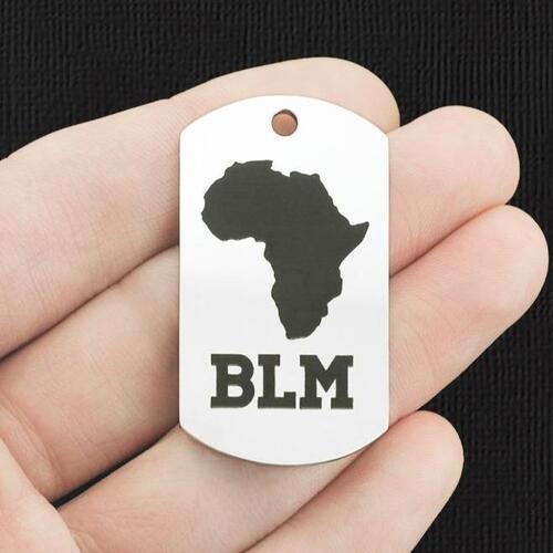 BLM Stainless Steel Dog Tag Charms - Black Lives Matter - BFS024-7812