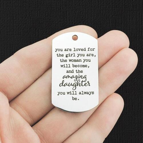 Amazing Daughter Stainless Steel Dog Tag Charms - BFS024-7814