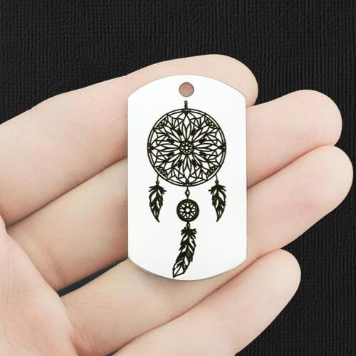 Dreamcatcher Stainless Steel Dog Tag Charms - BFS024-7823