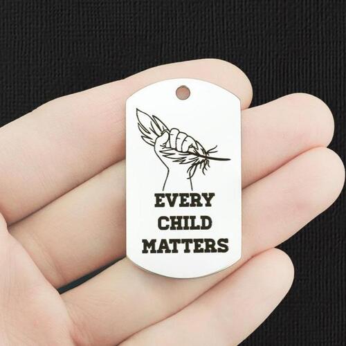 Every Child Matters Stainless Steel Dog Tag Charms - BFS024-7828