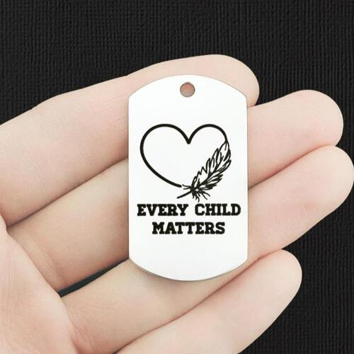 Every Child Matters Stainless Steel Dog Tag Charms - BFS024-7831