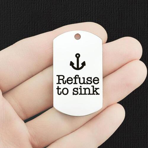 Refuse to Sink Stainless Steel Dog Tag Charms - BFS024-7832