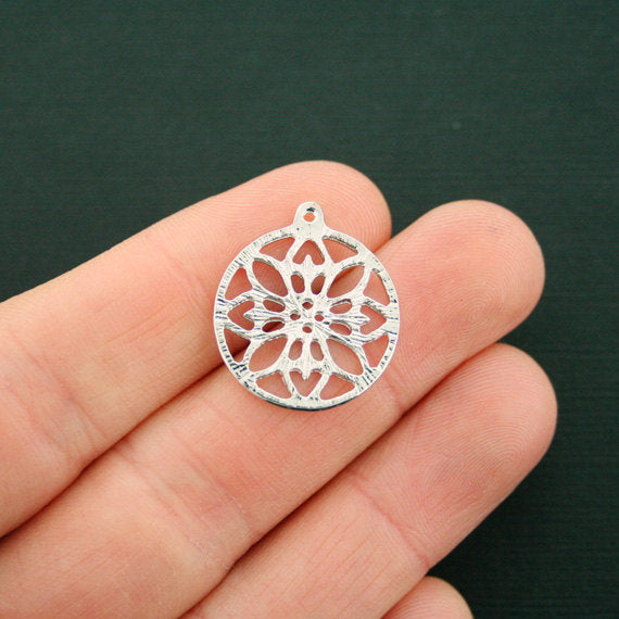 6 breloques de ton argent de fleur de mandala - SC6738