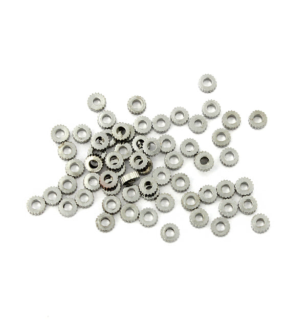 Gear Spacer Beads 3.5mm x 1.3mm - Silver Tone - 50 Beads - SC5272