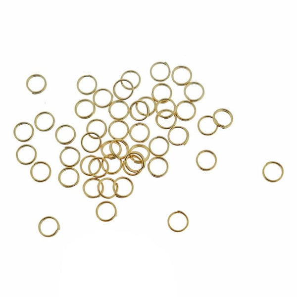 Gold Stainless Steel Split Rings 5mm x 1mm - Open 18 Gauge - 15 Rings - SS090