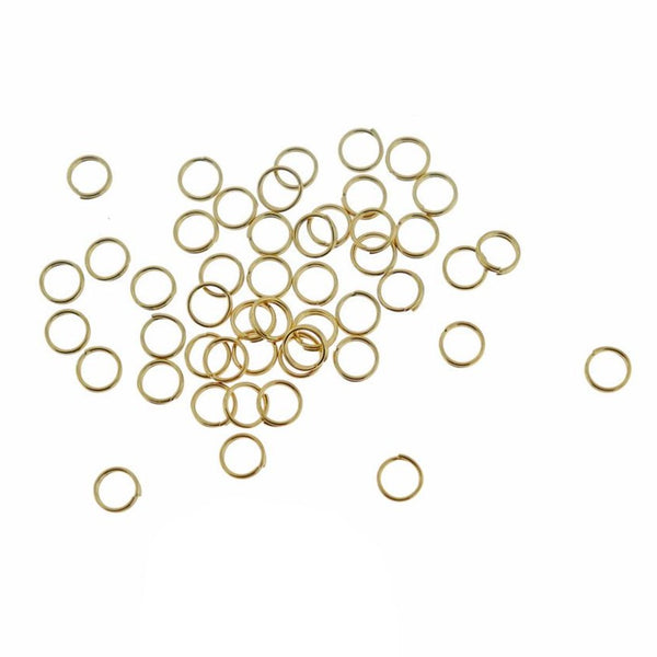 Gold Stainless Steel Split Rings 5mm x 1mm - Open 18 Gauge - 75 Rings - SS090