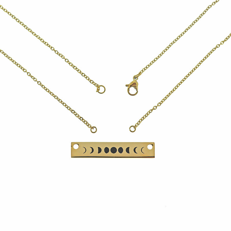 Gold Stainless Steel Cable Chain Connector Necklaces 18.5" - 2mm - 5 Necklaces - N628