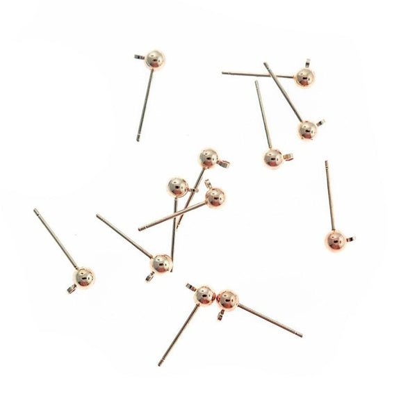 Rose Gold Stainless Steel Earrings - Stud Bases - 4mm x 6mm - 10 Pieces 5 Pairs - FD972