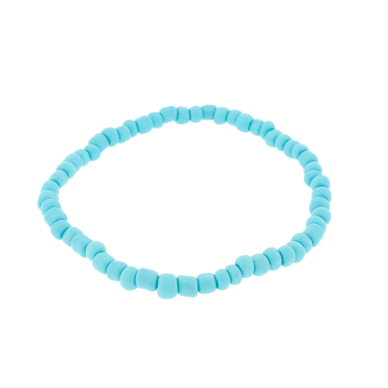 Bracelet Perles de Verre Graines - 65mm - Bleu Clair - 1 Bracelet - BB091