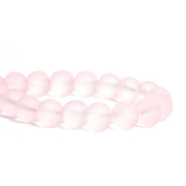 Round Glass Beads 11mm - Frosted Pale Pink - 50 Beads - BD673