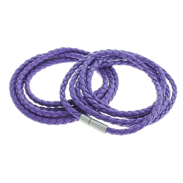 Purple Faux Leather Wrap Bracelet 35.8" - 3mm - 1 Bracelet - N782