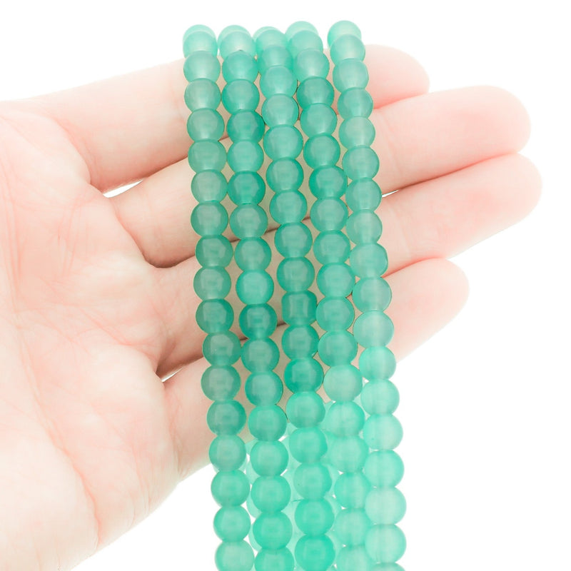 Round Imitation Jade Beads 6mm - Turquoise - 1 Strand 67 Beads - BD1570