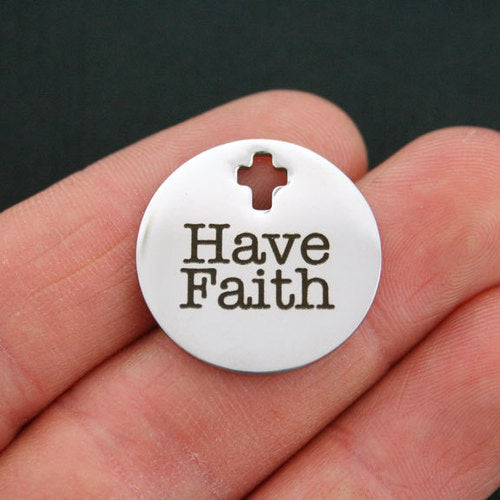 Have Faith Stainless Steel Cross Charms - BFS023-0797