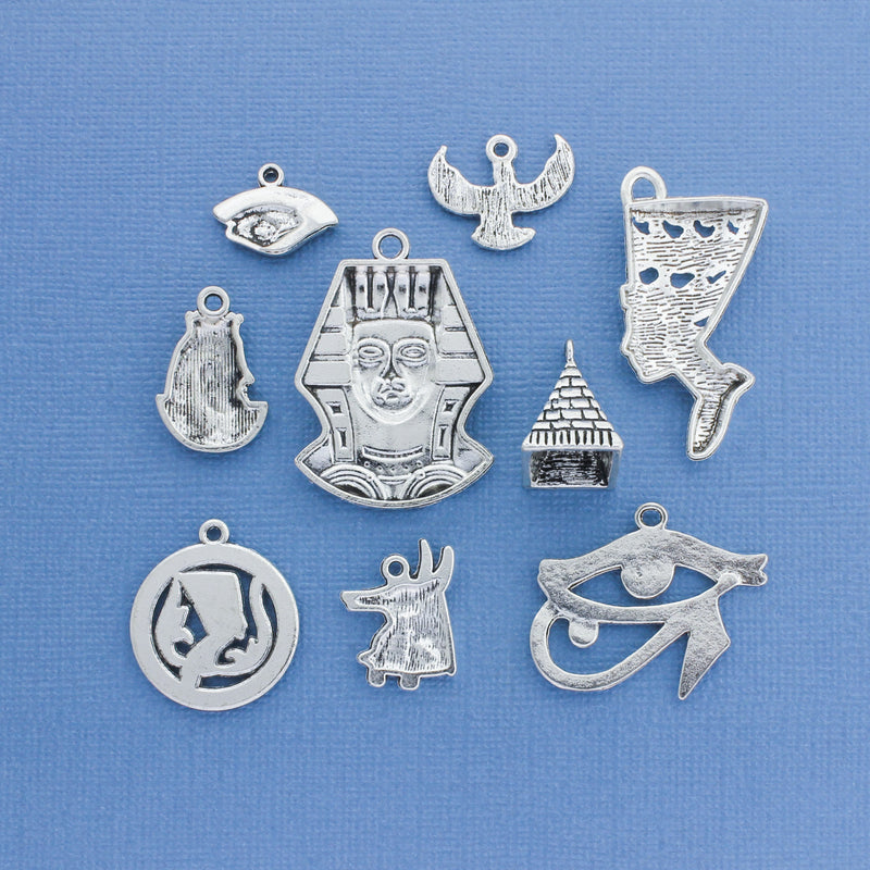 Egypt Charm Collection Antique Silver Tone 9 Charms - COL289