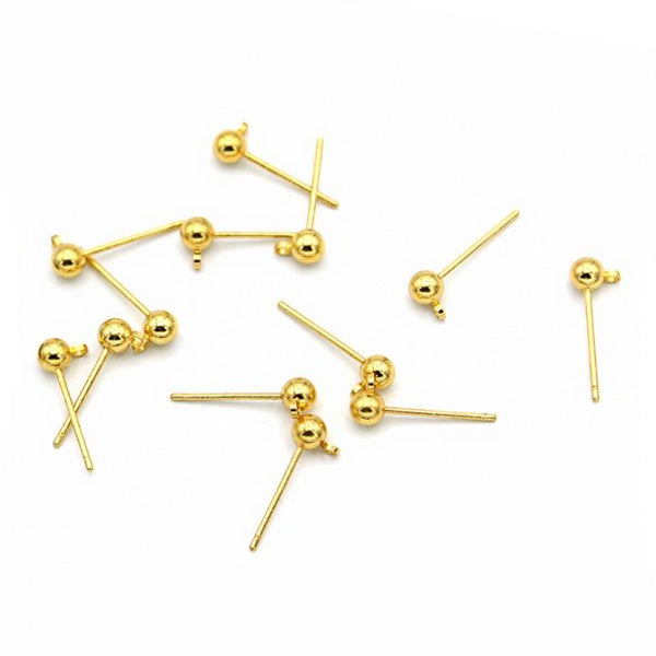 Gold Stainless Steel Earrings - Stud Bases - 4mm x 6mm - 50 Pieces 25 Pairs - FD973