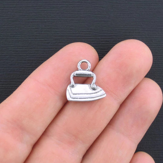 5 Clothes Iron Antique Silver Tone Charms 2 Sided - SC947