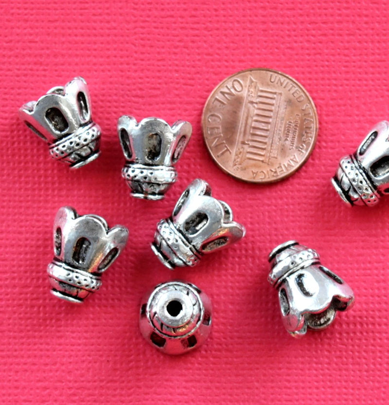 Capuchons de perles de ton argent antique - 12 mm x 14 mm - 5 pièces - SC4729
