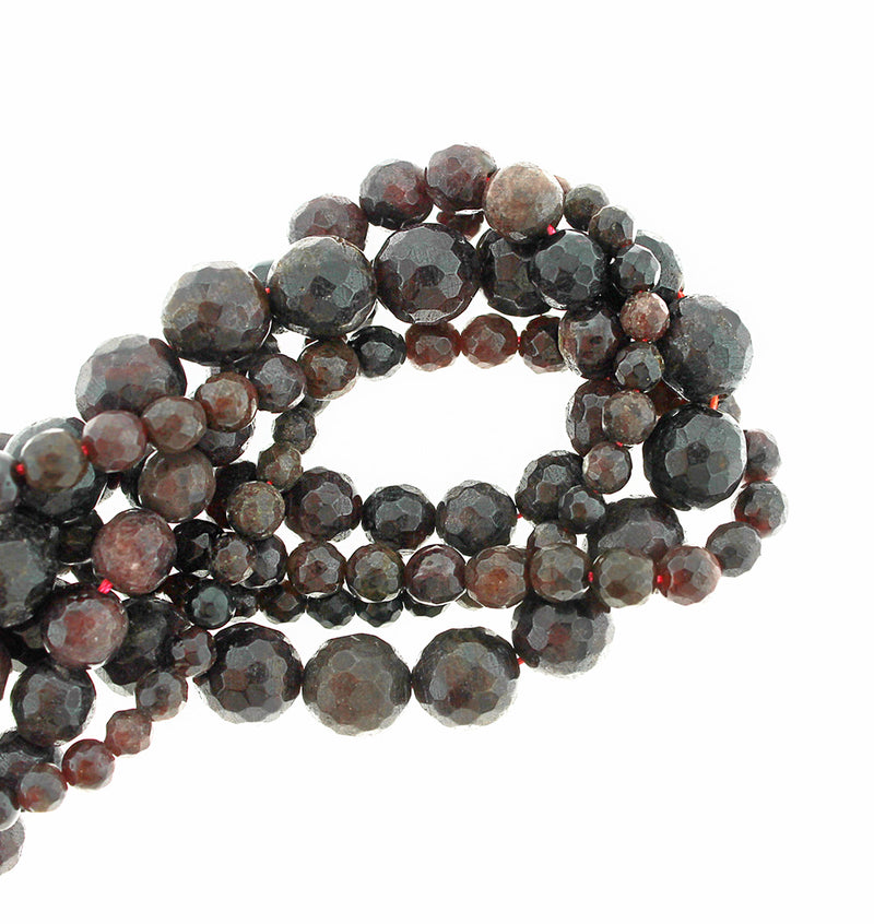 Faceted Garnet Beads 4mm -10mm - Choose Your Size - January Birthstone - 1 Full 15.5" Strand - BD1865