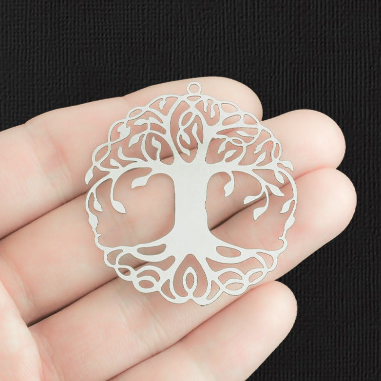 4 Breloques Arbre de Vie en Acier Inoxydable 2 Faces - SSP378
