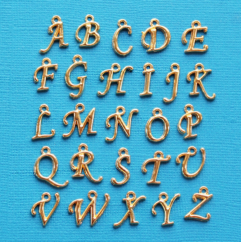 26 breloques alphabet cursive lettre dorée - 1 jeu - ALPHA900