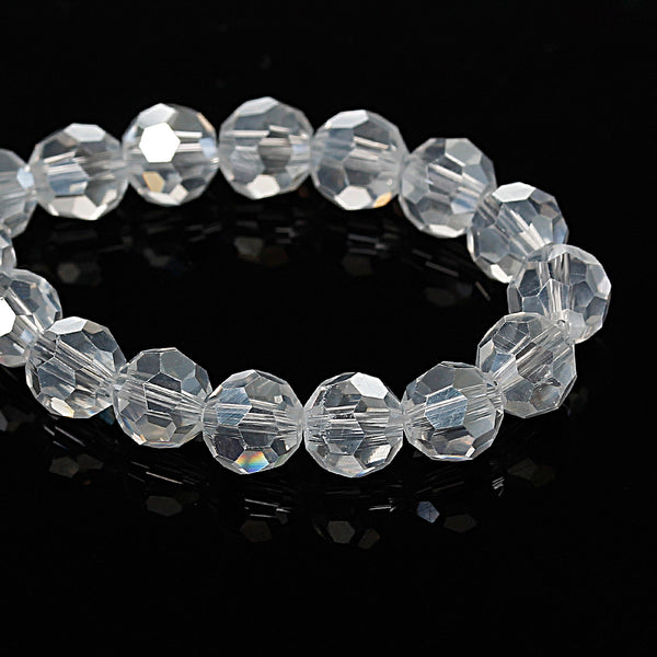 Faceted Glass Beads 6mm - Clear Sparkle - 1 Strand 100 Beads - BD710