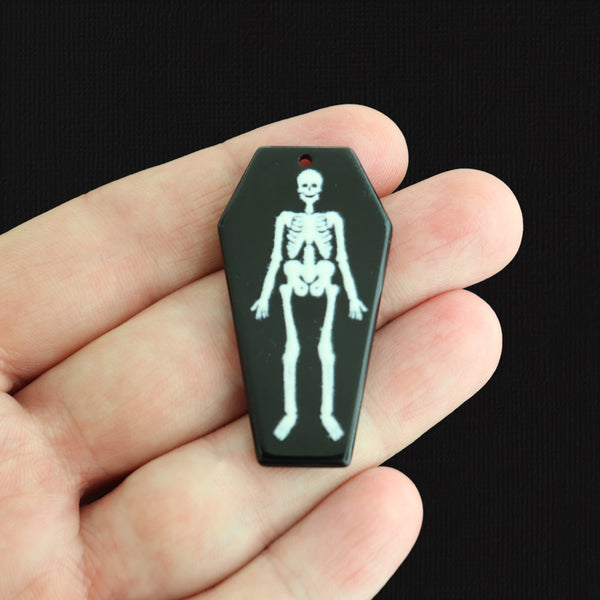 2 Skeleton Coffin Acrylic Charms 2 Sided - K404