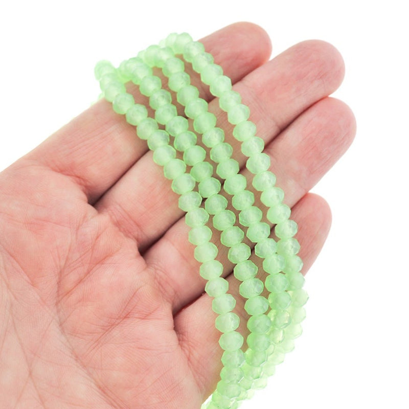 Faceted Glass Beads 6mm x 4mm - Lime Green - 1 Strand 98 Beads - BD1960