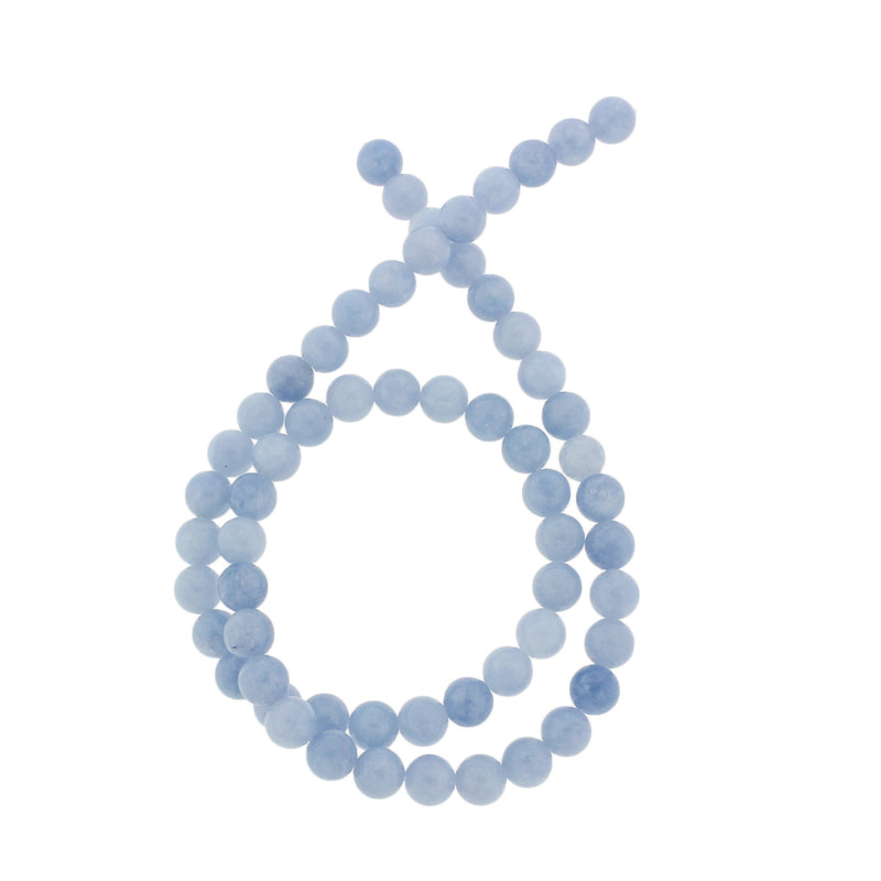 Round Natural Jade Beads 6.5mm - Sky Blue - 1 Strand 60 Beads - BD984