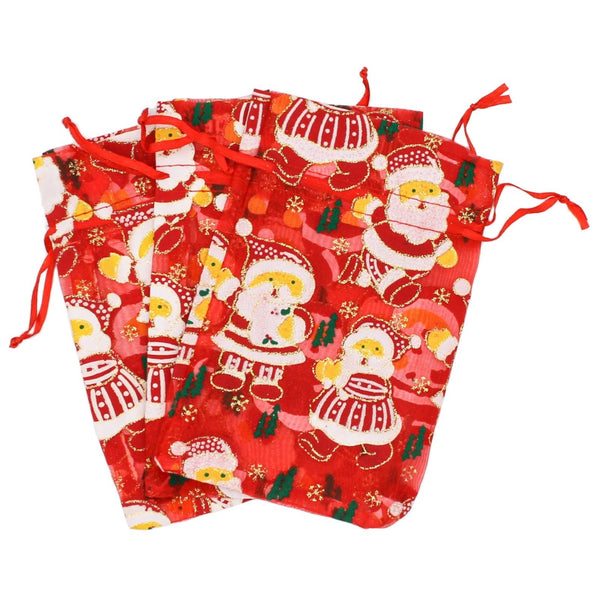 4 Santa Claus Organza Drawstring Bags 15cm x 10cm - TL181
