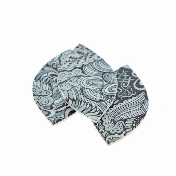 Pendentifs marquise en similicuir - Floral noir abstrait - 4 pièces - LP039