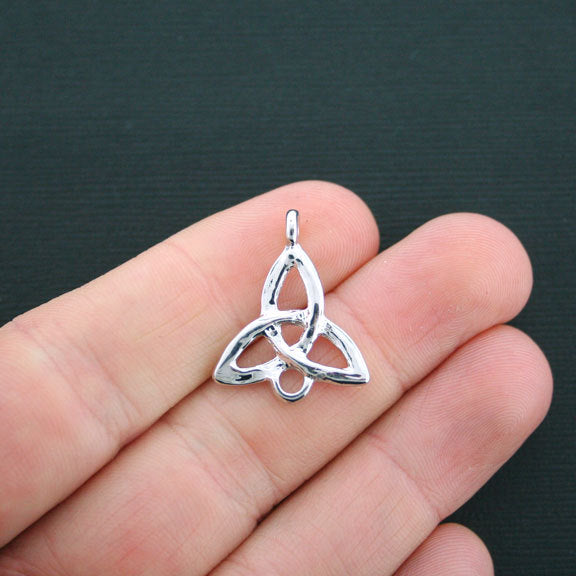4 Celtic Knot Connector Antique Silver Tone Charms 2 Sided - SC1609