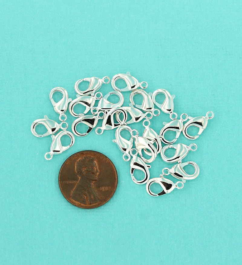 Silver Tone Lobster Clasps 12mm x 7.5mm - 10 Clasps - FF254
