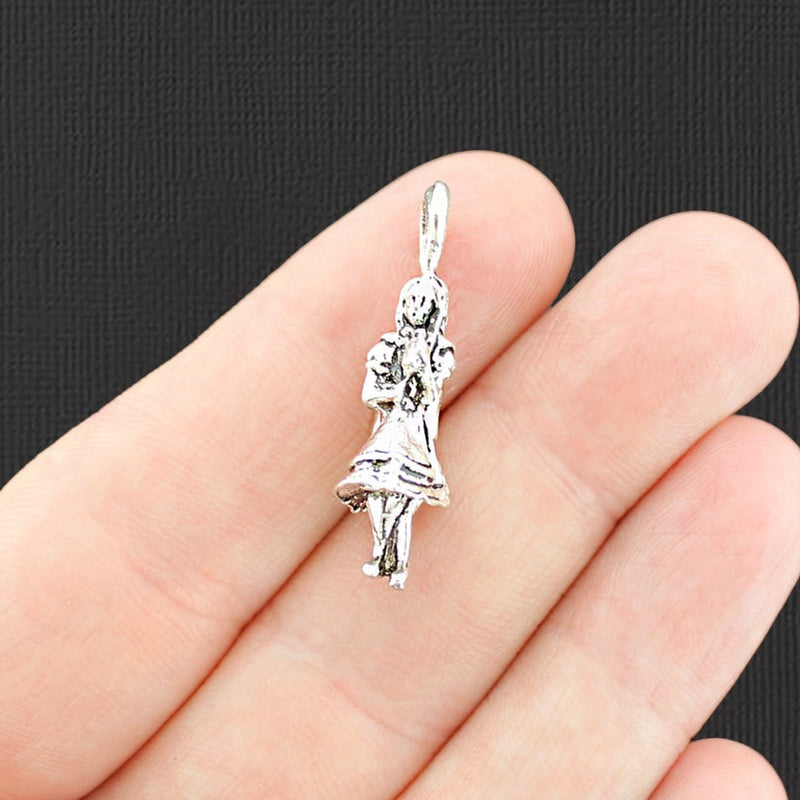 5 Alice in Wonderland Antique Silver Tone Charms 3D - SC2807