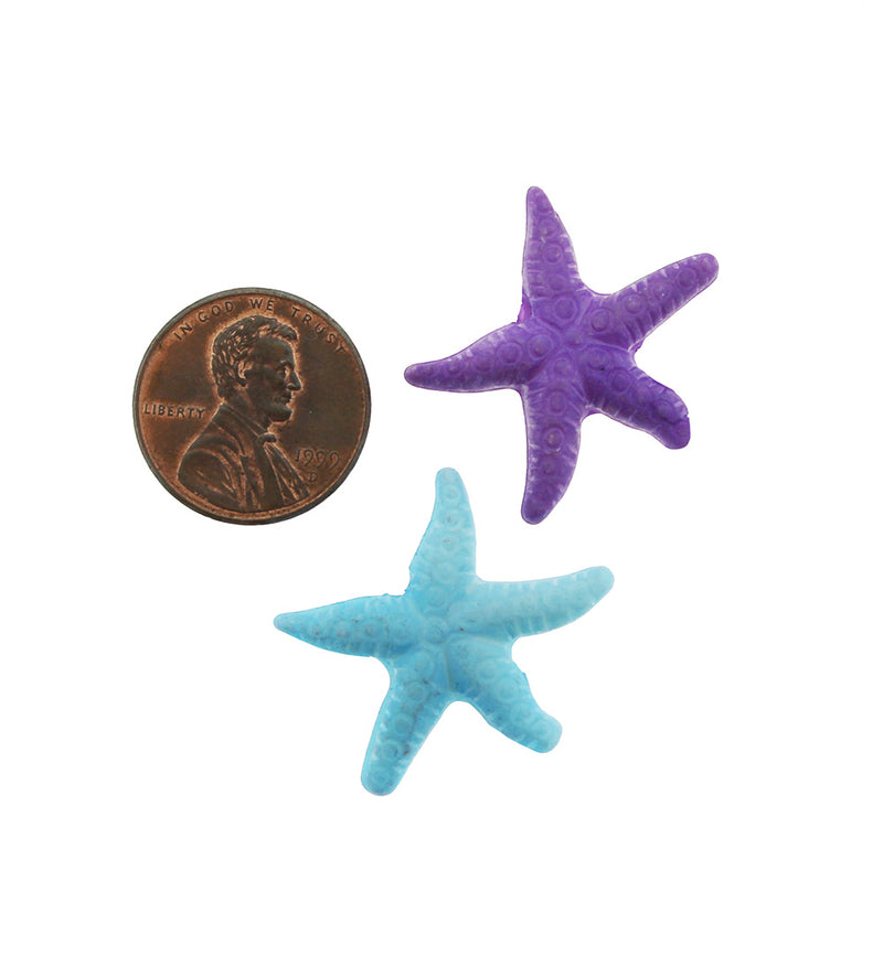 25 Starfish Acrylic Charms Assorted Colors - K169