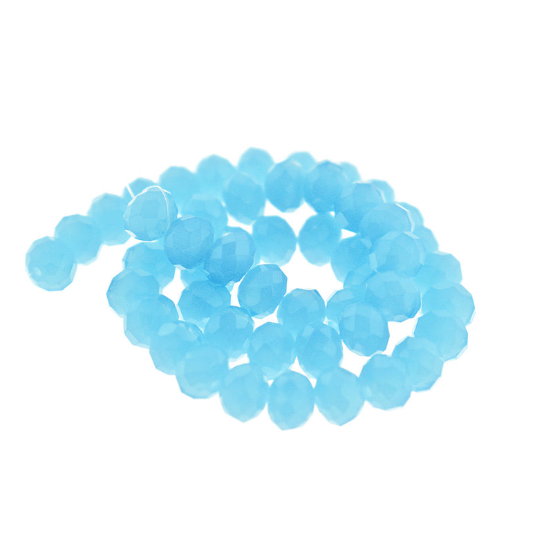 Faceted Glass Beads 8mm x 6mm - Sky Blue - 1 Strand 81 Beads - BD1992