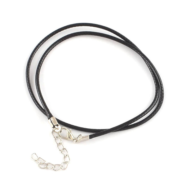 Black Wax Cord Necklaces 17.5" - 2mm - 5 Necklaces - N220