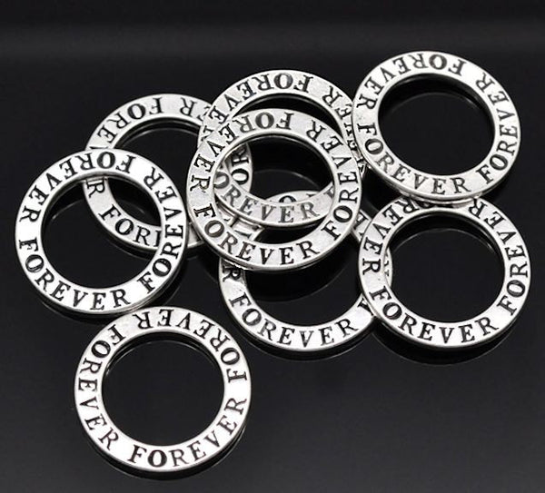 VENTE 4 Forever Antique Silver Tone Charms 2 faces - SC2460