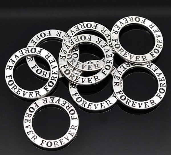 SALE 4 Forever Antique Silver Tone Charms 2 Sided - SC2460