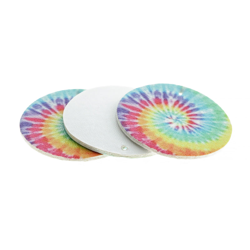 Pendentifs en similicuir - Rainbow Swirl Tie-dye - 4 Pièces - LP158
