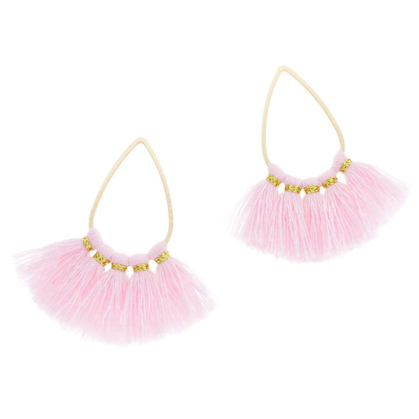 SALE Polycotton Fan Tassels - Gold Tone and Light Pink - 2 Pieces - TSP275