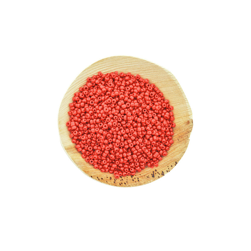 Seed Glass Beads 8/0 3mm - Bright Red - 50g 1000 Beads - BD2257